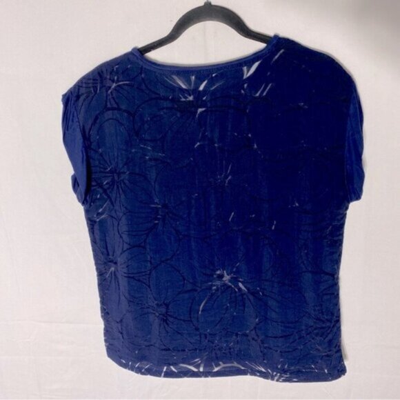 5/$25 RW&CO. Blue Semi Sheer Short Sleeve Blouse M - Picture 2 of 12